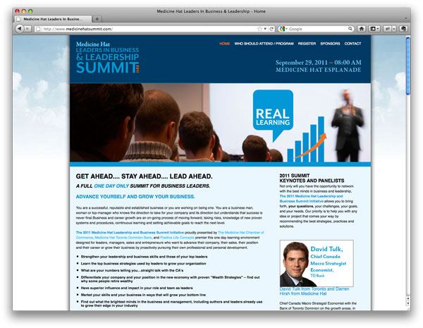 Medicine Hat Leaders in Business and Leadership Summit 2011 Website